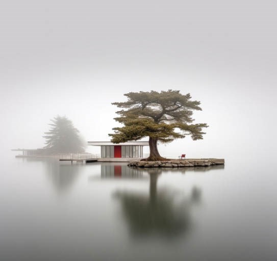 درخت و دریاچه