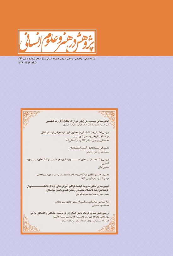 تصویر جلد کتاب دوماهنامه پژوهش در هنر و علوم انسانی ـ شماره۴ ـ تیر ۹۶