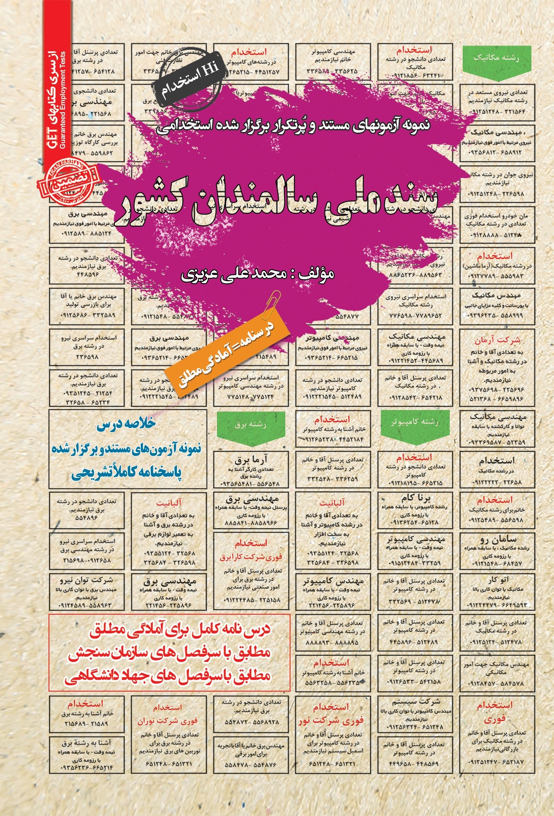 تصویر جلد کتاب نمونه آزمون های مستند و پرتکرار برگزار شده استخدامی سند ملی سالمندان کشور