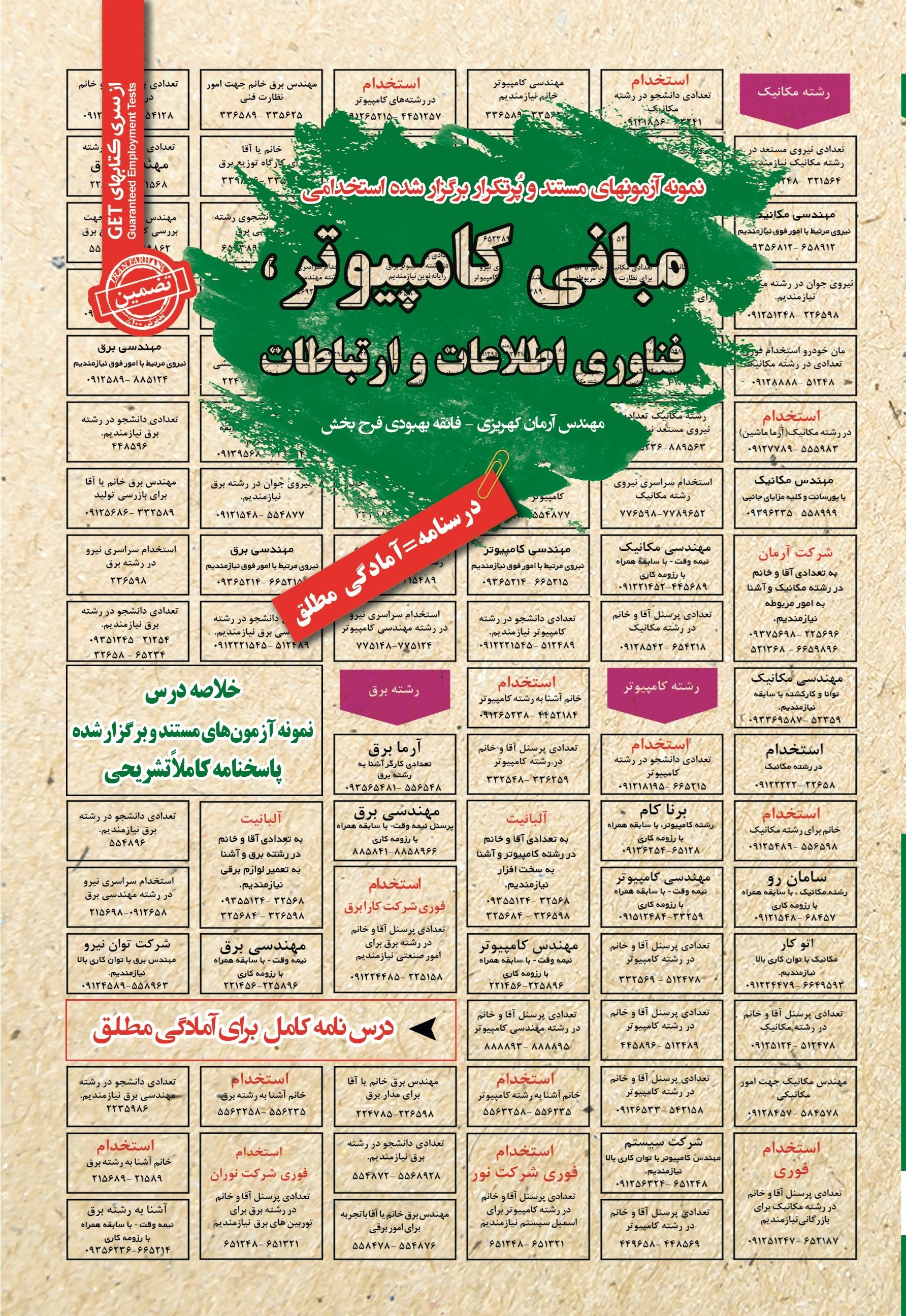 تصویر جلد کتاب نمونه آزمون های مستند و پرتکرار برگزار شده استخدامی مبانی کامپیوتر و فناوری اطلاعات و ارتباطات