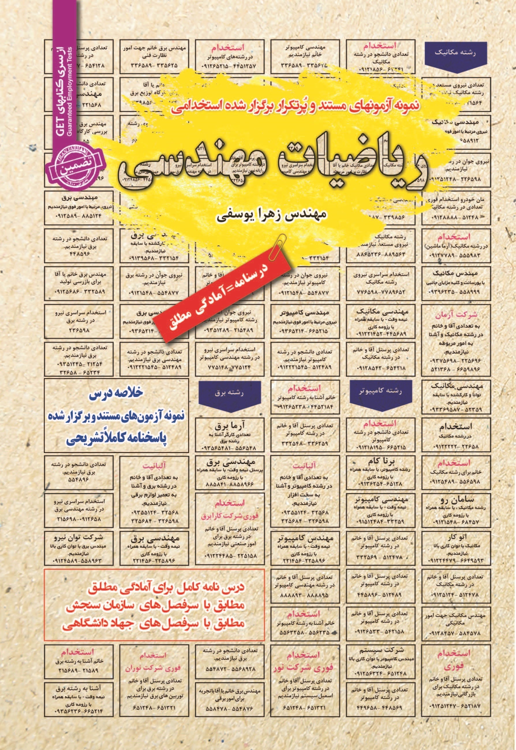 تصویر جلد کتاب نمونه آزمون های مستند و پرتکرار برگزار شده استخدامی ریاضیات مهندسی
