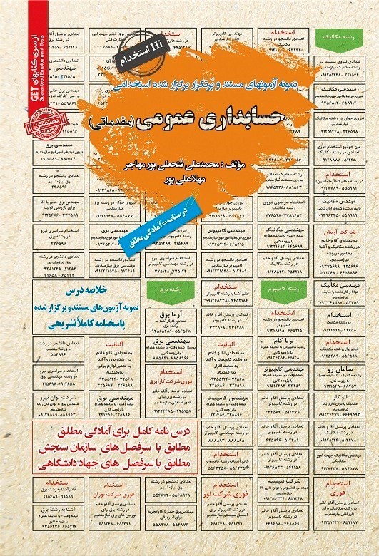 تصویر جلد کتاب نمونه آزمون های مستند و پرتکرار برگزار شده استخدامی حسابداری عمومی (مقدماتی)