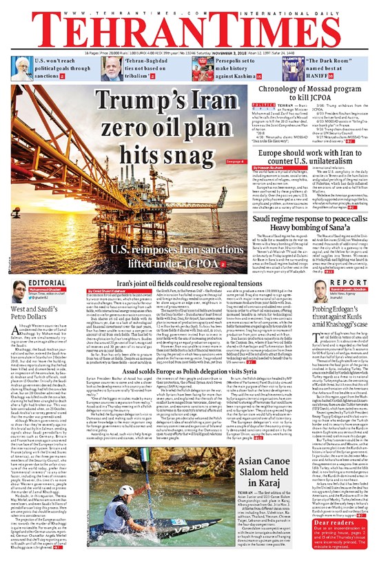 تصویر جلد کتاب Tehran Times - Sat November ۳, ۲۰۱۸
